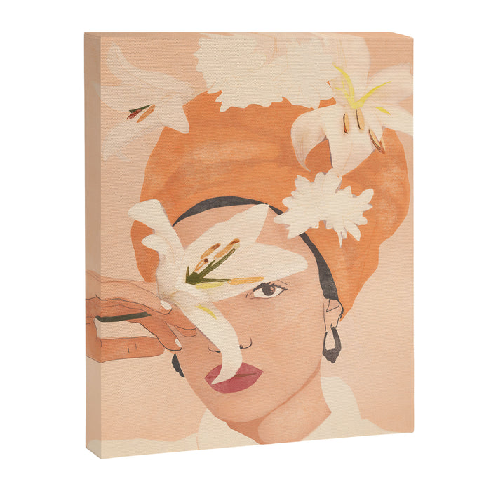 Girl with Flowers Illustration Canvas Print Gallery Image 1