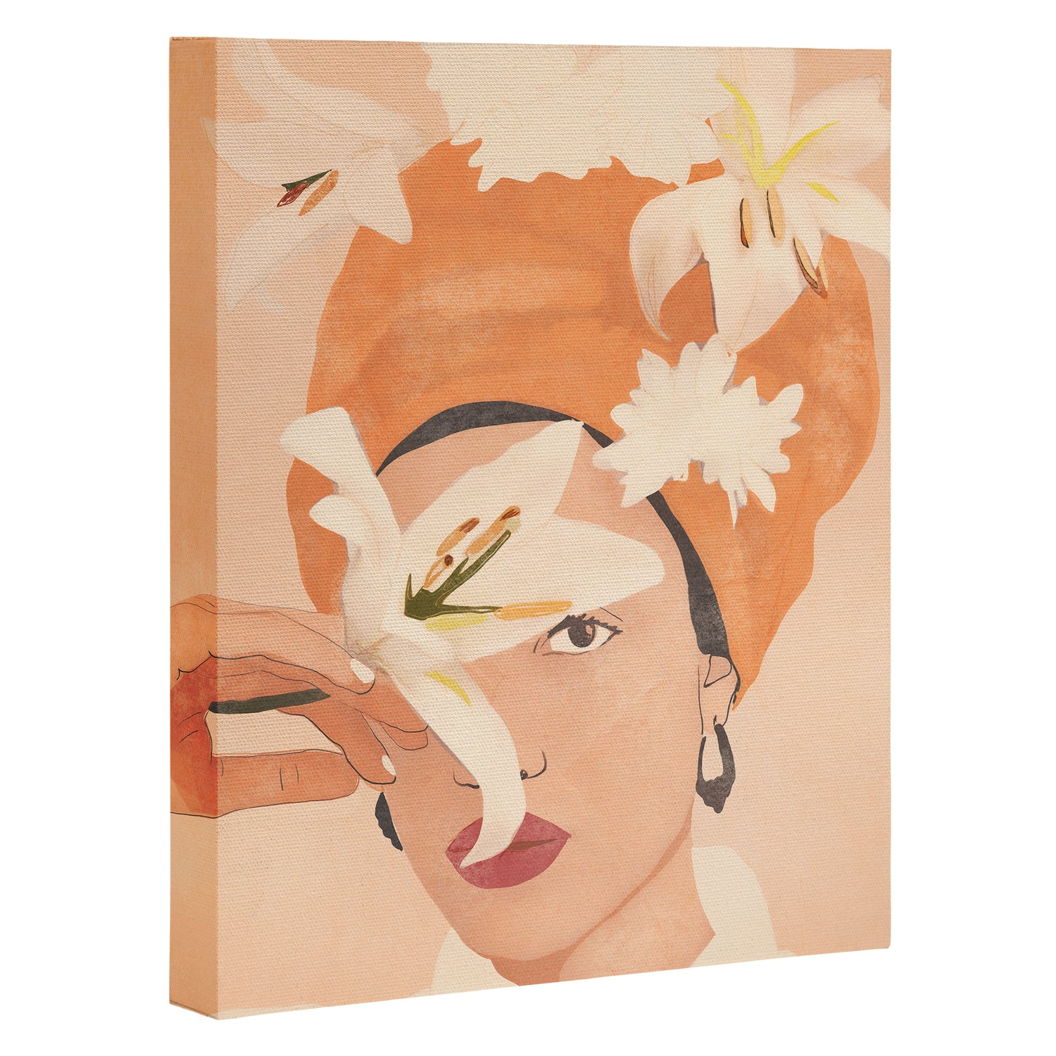 Girl with Flowers Illustration Canvas Print Gallery Image 3