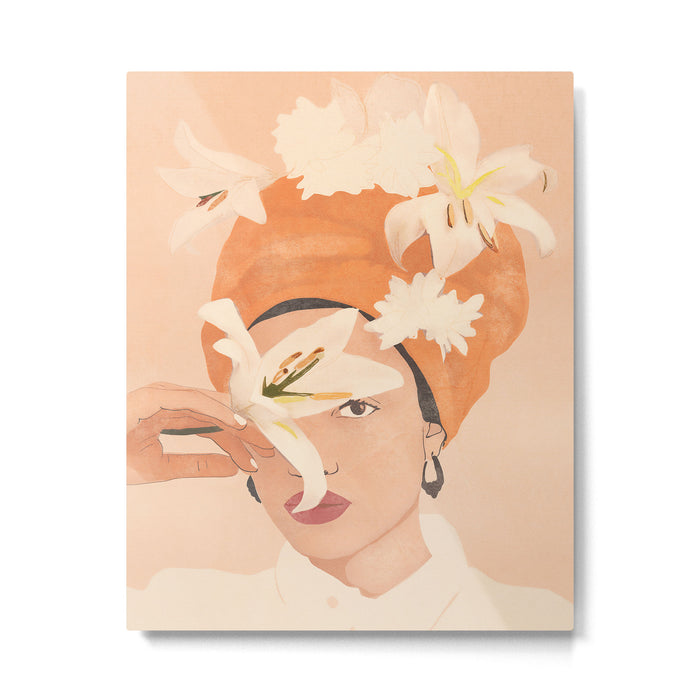 Girl with Flowers Illustration Metal Print Gallery Image 1
