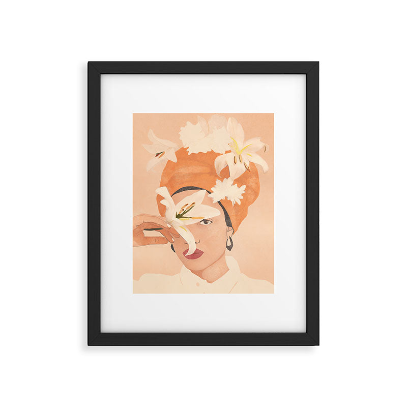 Girl with Flowers Illustration Framed Art Print Gallery Image 5
