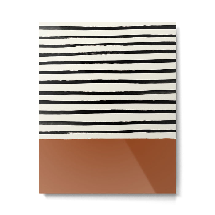 Burnt Orange x Stripes Metal Print Gallery Image 1