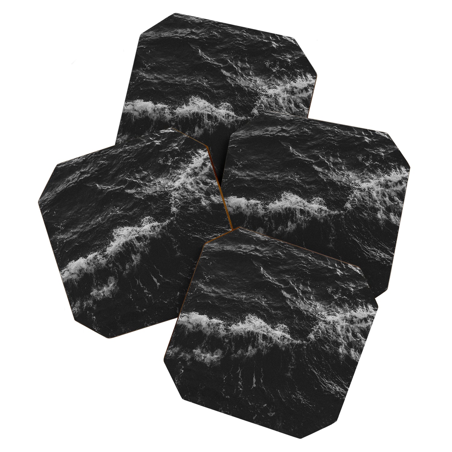 Dark Ocean in Black and. White Coaster Gallery Image 1