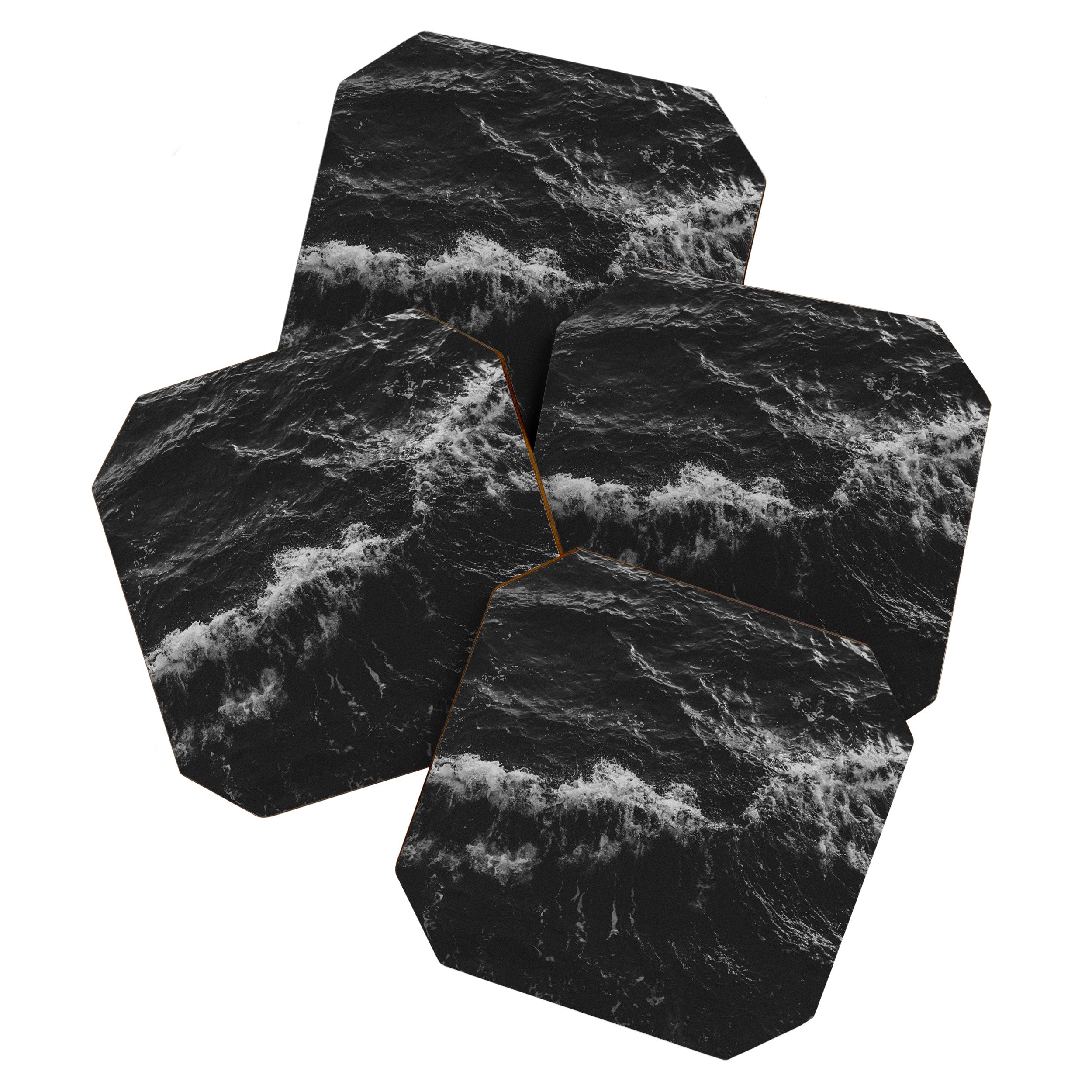Dark Ocean in Black and. White Coaster Gallery Image 1