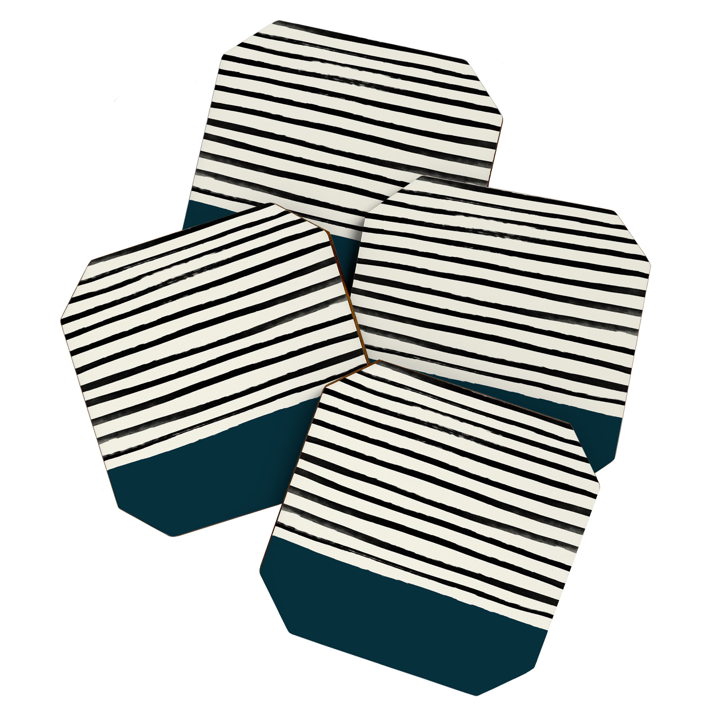 Dark Teal x Stripes Coaster Gallery Image 1