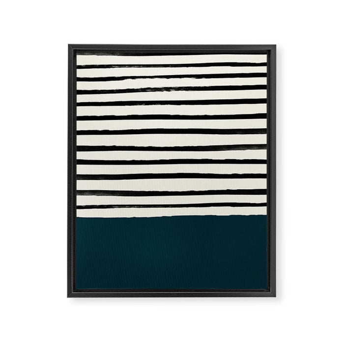 Dark Teal x Stripes Framed Canvas Print Gallery Image 1
