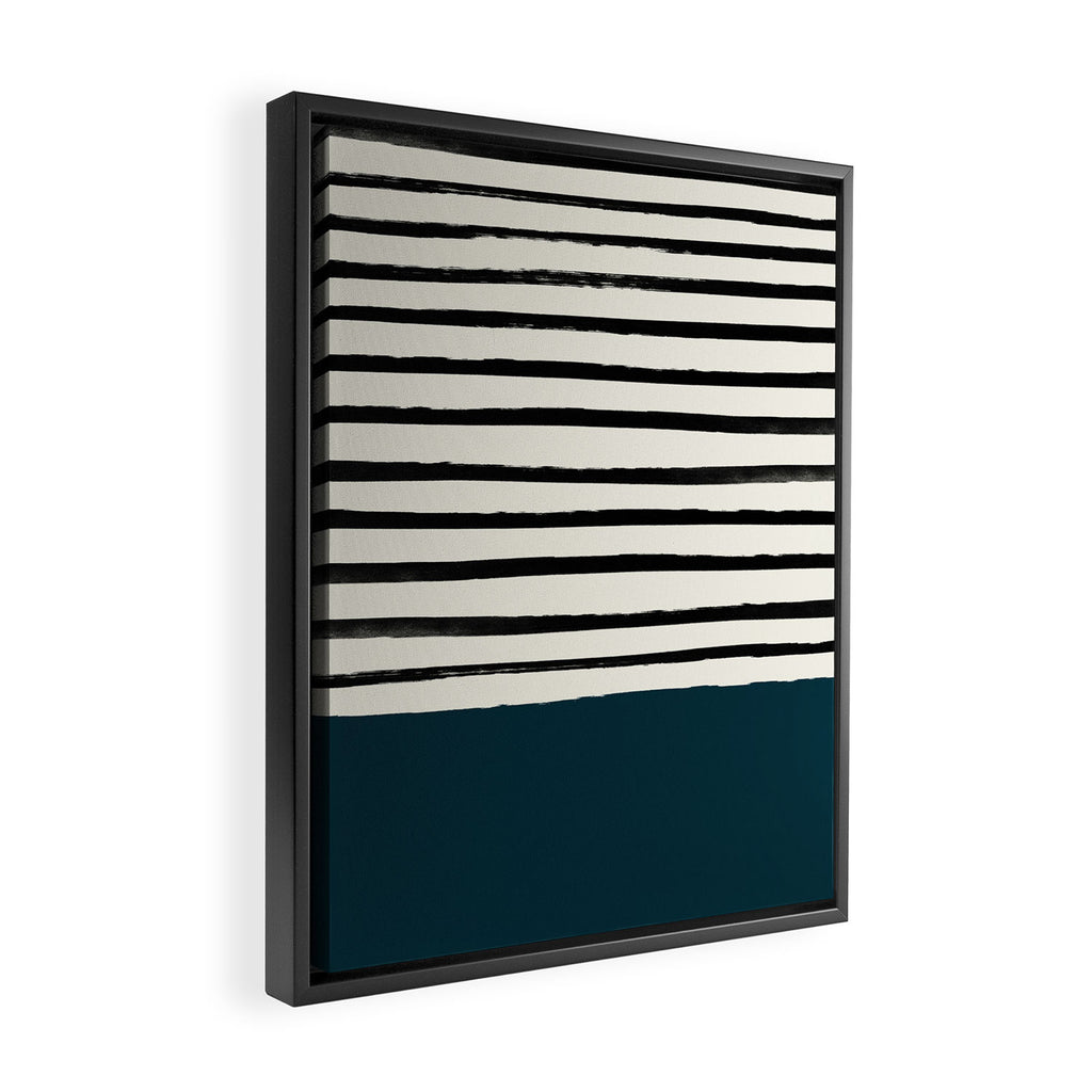 Dark Teal x Stripes Framed Canvas Print Gallery Image 2