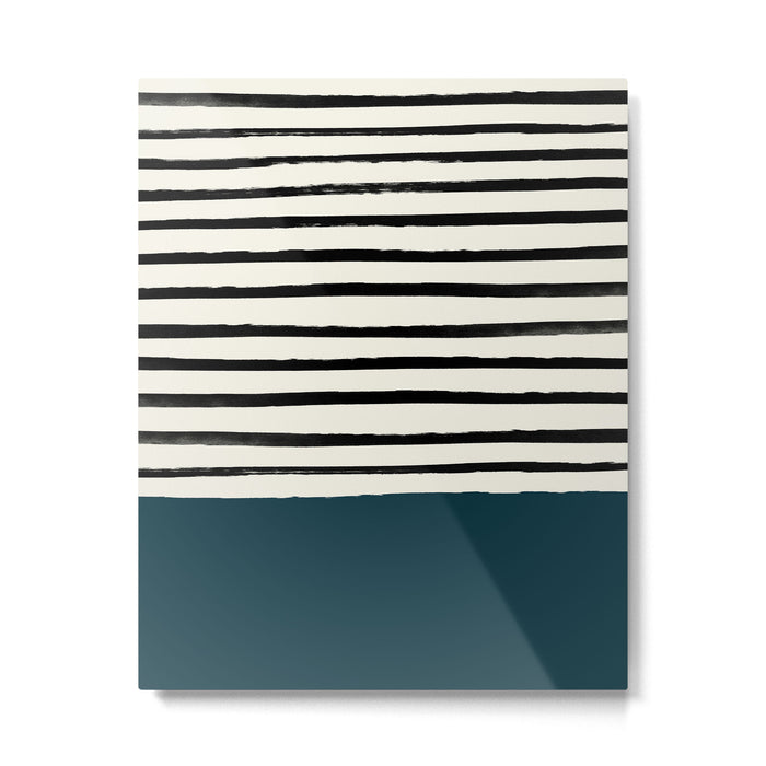 Dark Teal x Stripes Metal Print Gallery Image 1