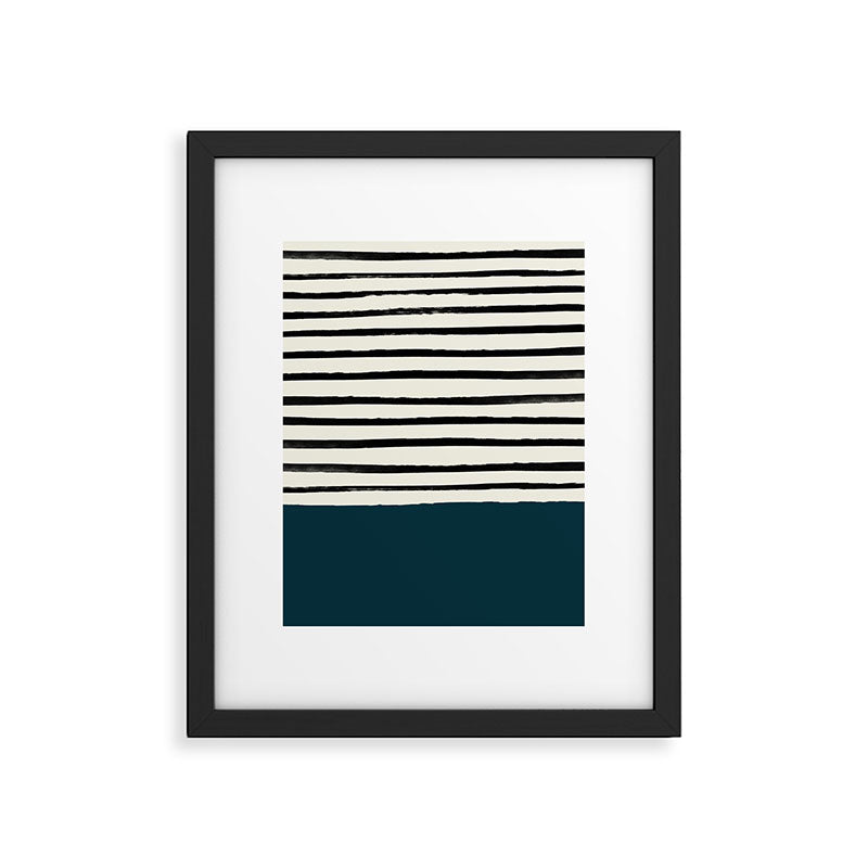Dark Teal x Stripes Framed Art Print Gallery Image 6