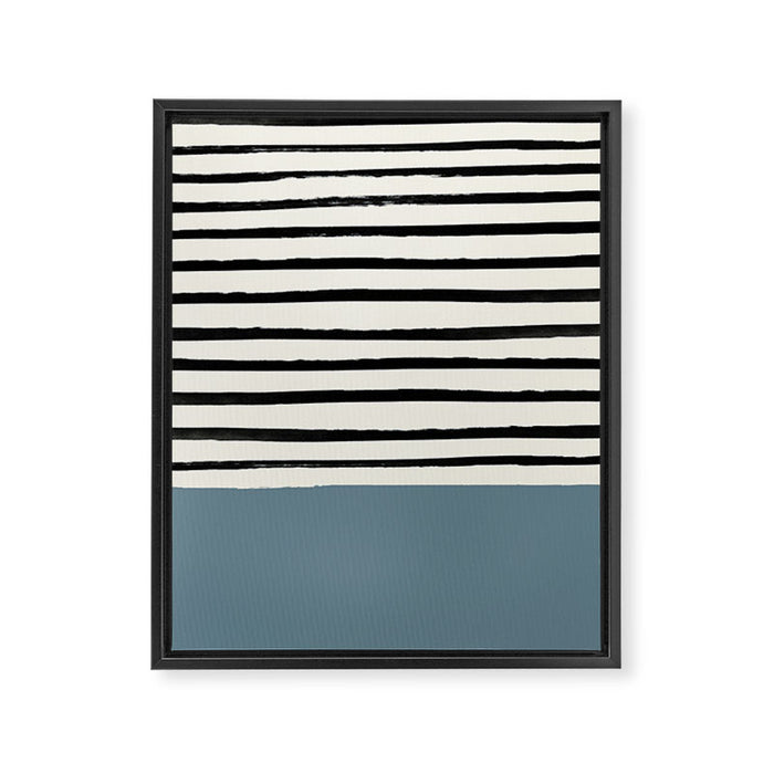 Dusty Blue x Stripes Framed Canvas Print Gallery Image 1