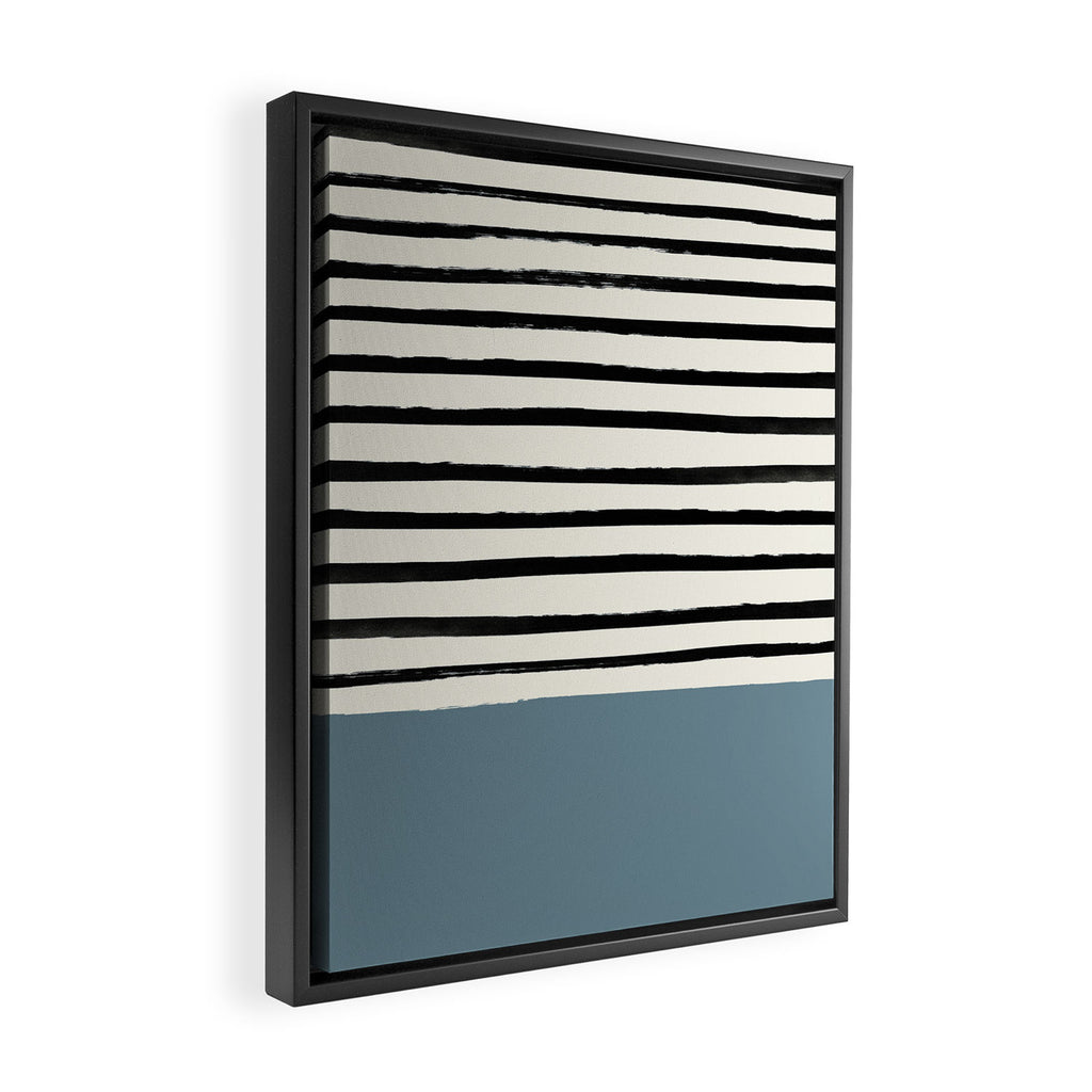 Dusty Blue x Stripes Framed Canvas Print Gallery Image 2