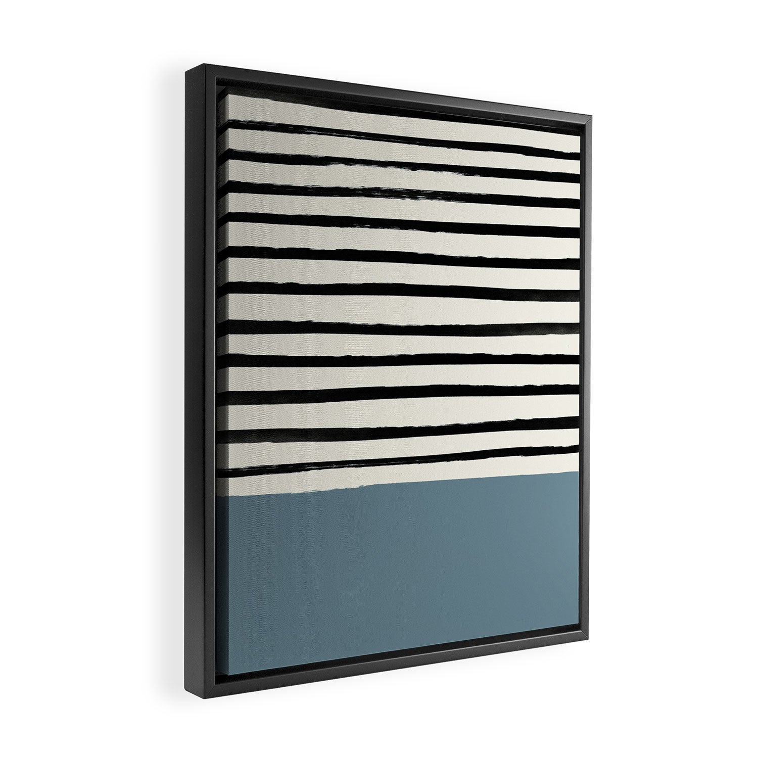 Dusty Blue x Stripes Framed Canvas Print Gallery Image 2