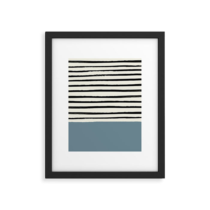 Dusty Blue x Stripes Framed Art Print Gallery Image 1