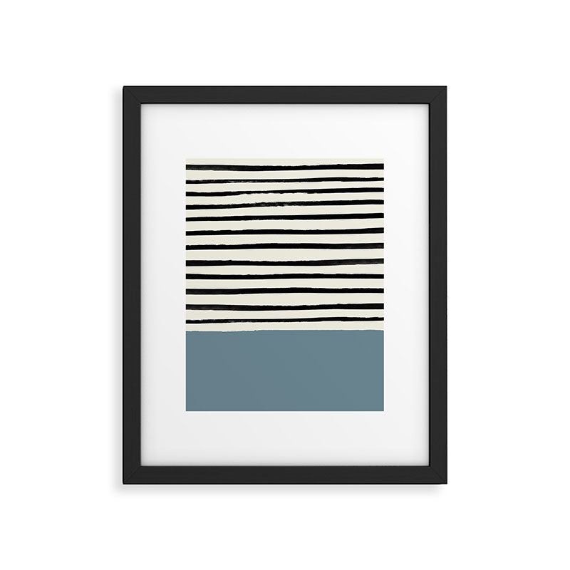 Dusty Blue x Stripes Framed Art Print Gallery Image 6