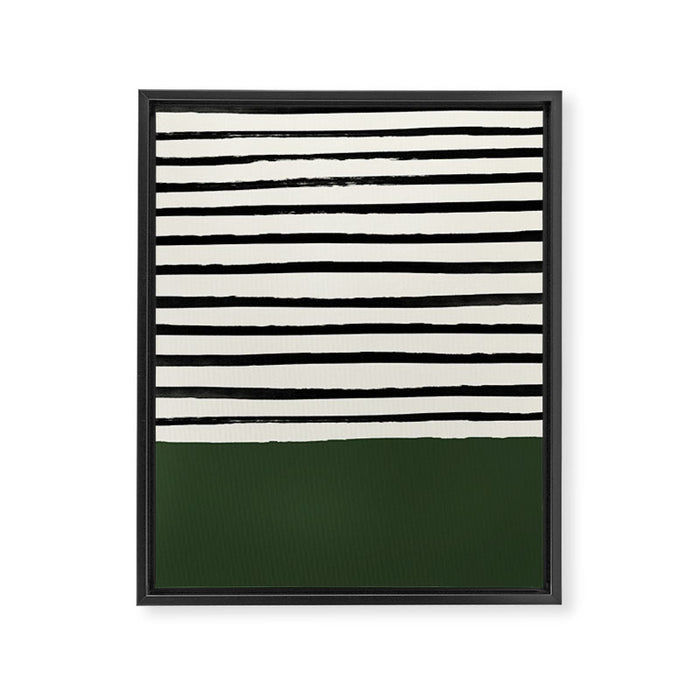 Forest Green x Stripes Framed Canvas Print Gallery Image 1