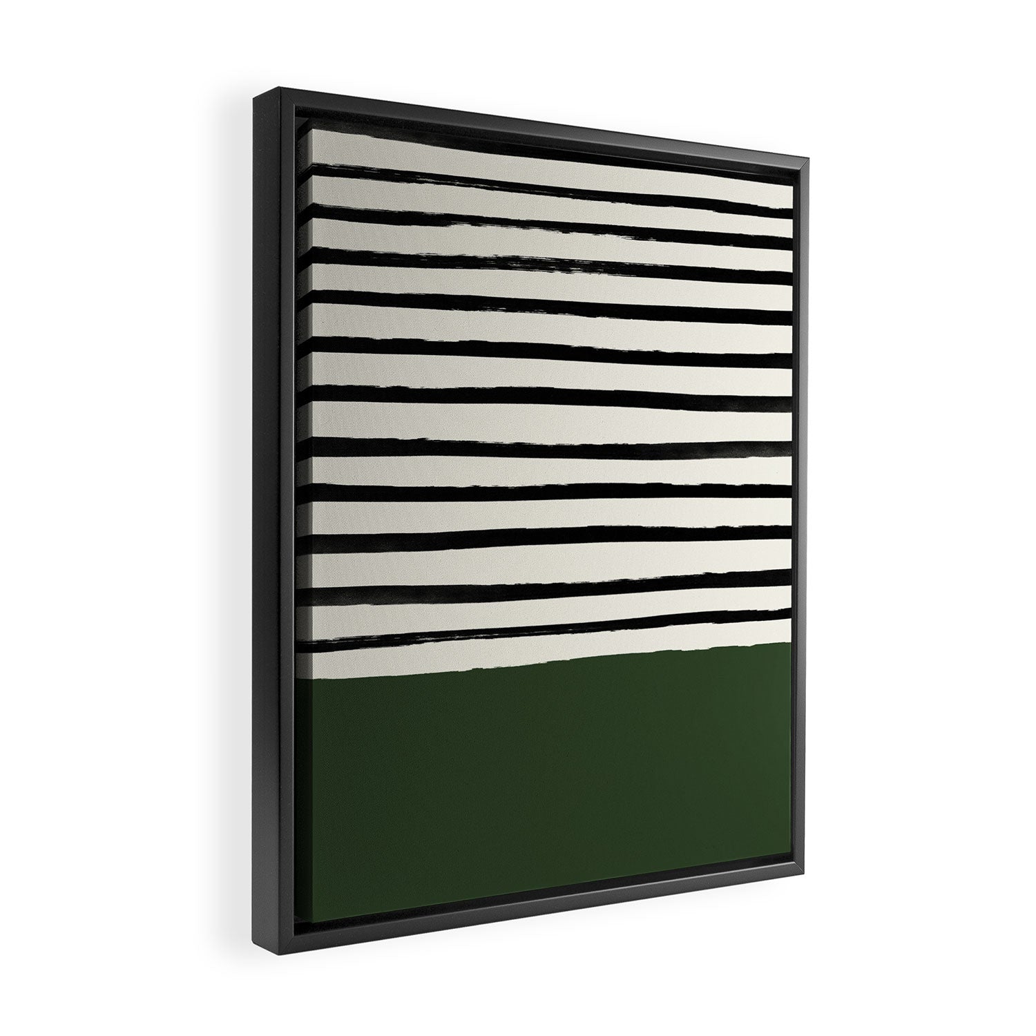 Forest Green x Stripes Framed Canvas Print Gallery Image 2