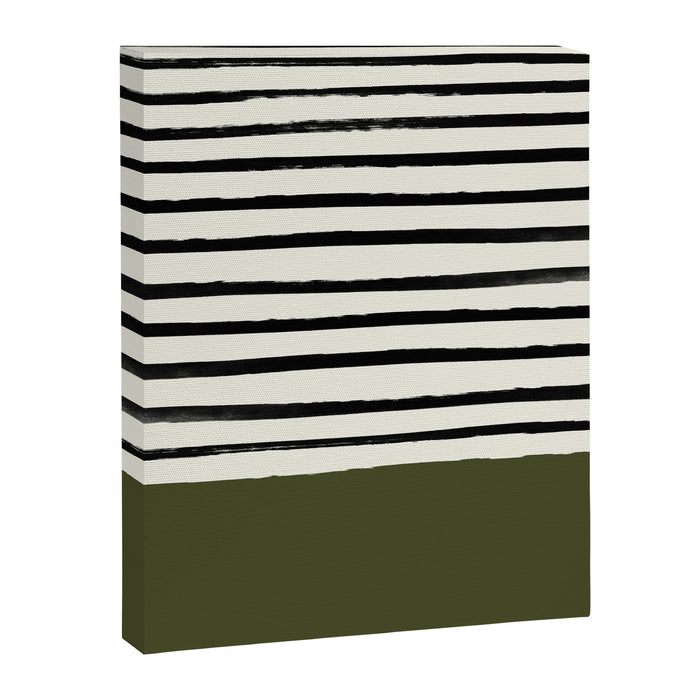 Olive Green x Stripes Canvas Print Gallery Image 1
