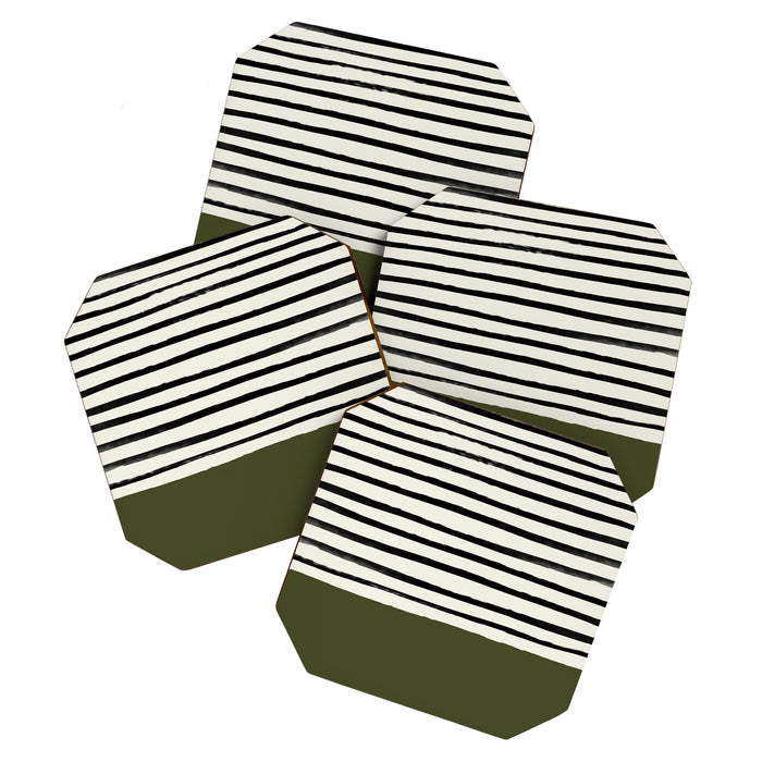 Olive Green x Stripes Coaster Gallery Image 1