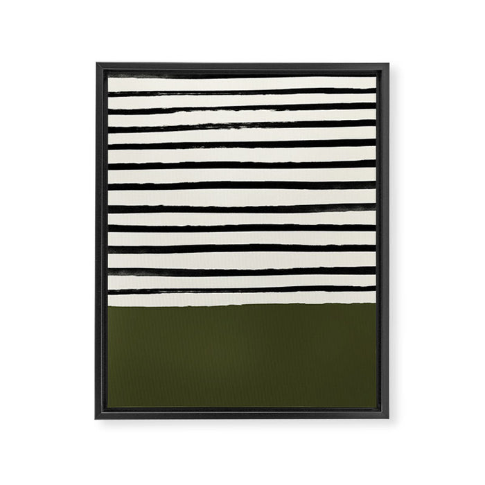 Olive Green x Stripes Framed Canvas Print Gallery Image 1