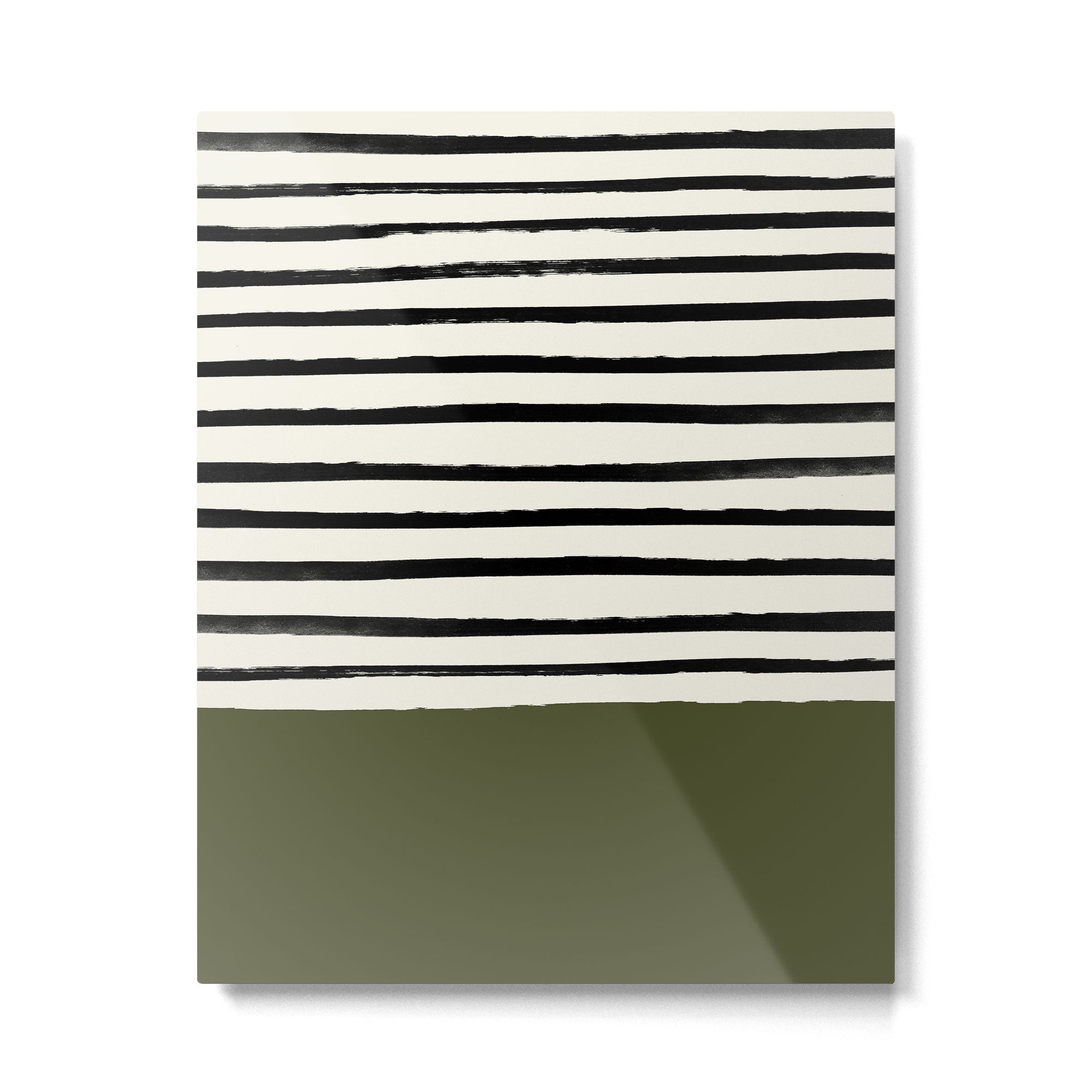Olive Green x Stripes Metal Print Gallery Image 6