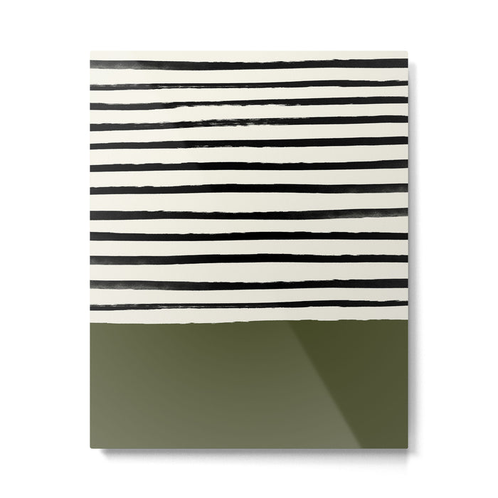 Olive Green x Stripes Metal Print Gallery Image 1