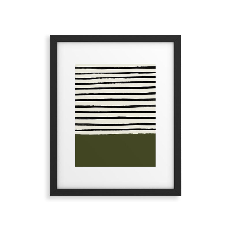 Olive Green x Stripes Framed Art Print Gallery Image 6