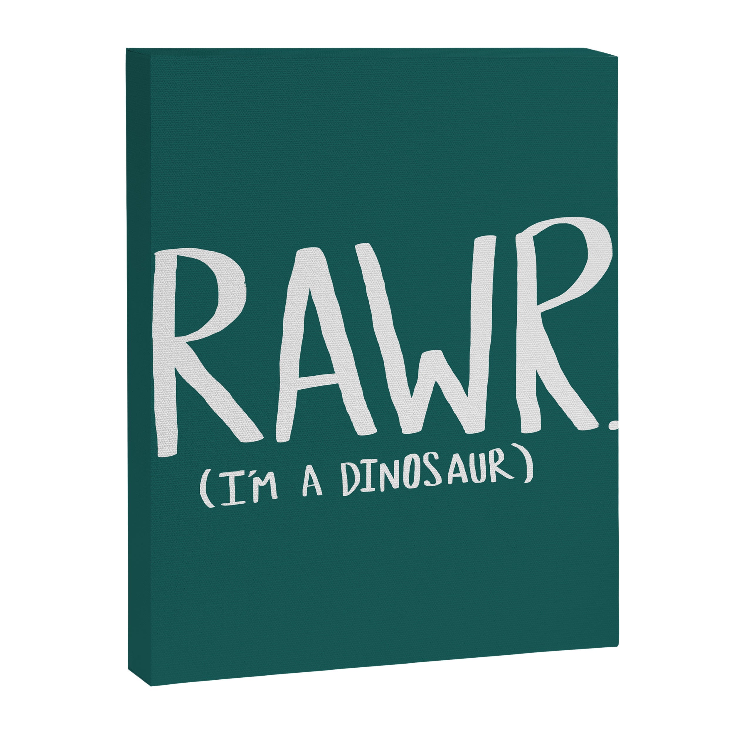 Rawr. I'm a Dinosaur. Turquoise. Canvas Print Gallery Image 8