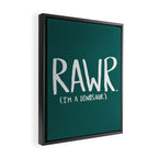 Rawr. I'm a Dinosaur. Turquoise. Framed Canvas Print Gallery Image 2