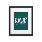 Rawr. I'm a Dinosaur. Turquoise. Framed Art Print Gallery Image 6