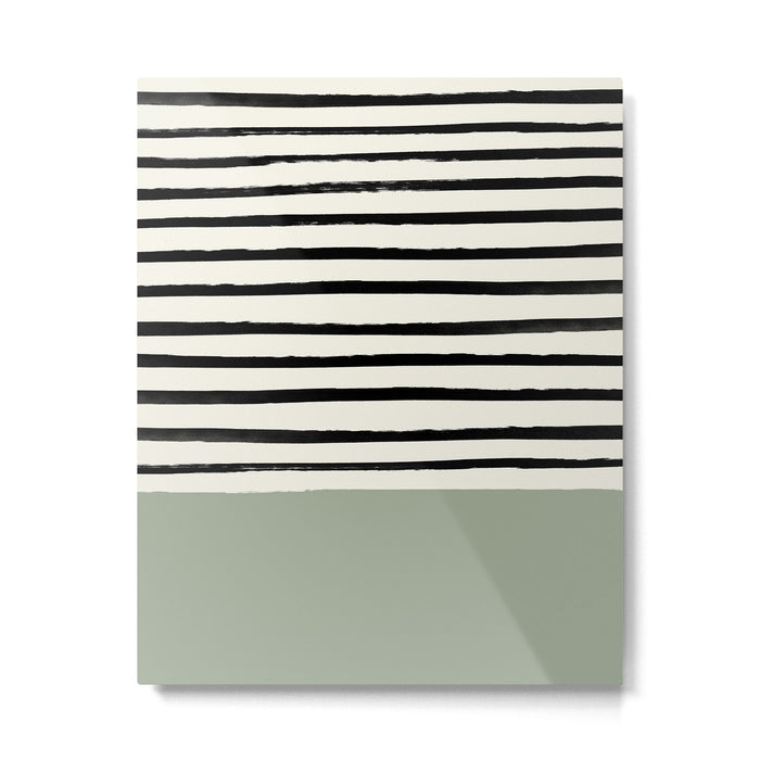 Sage Green x Stripes Metal Print Gallery Image 1