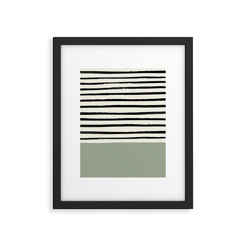 Sage Green x Stripes Framed Art Print Gallery Image 6