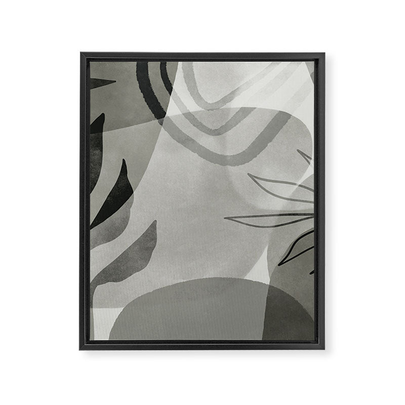 Abstract Botanical Mid Century Art Greenish Grey Framed Canvas Print Gallery Image 6