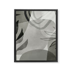 Abstract Botanical Mid Century Art Greenish Grey Framed Canvas Print Gallery Image 6
