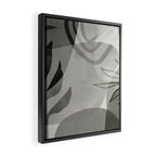 Abstract Botanical Mid Century Art Greenish Grey Framed Canvas Print Gallery Image 2