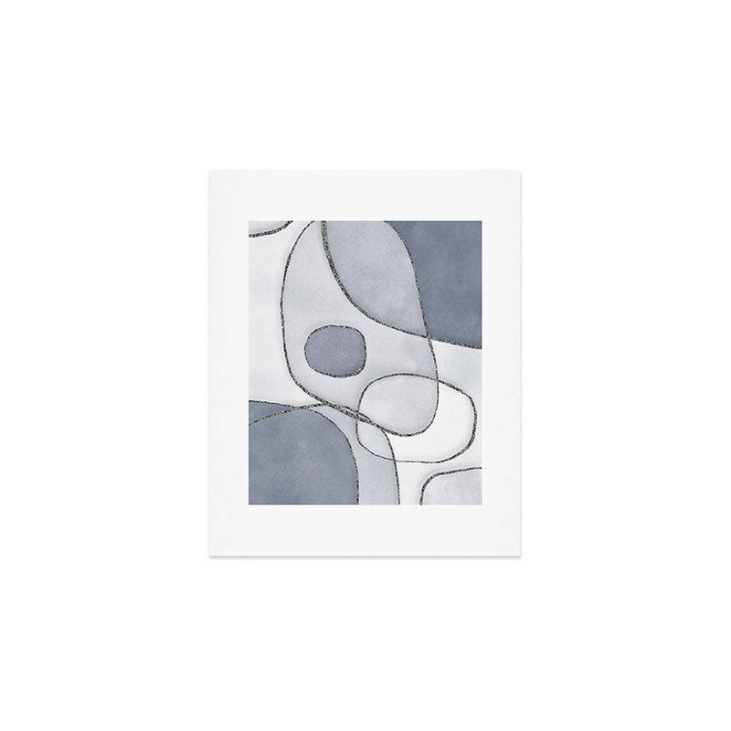 Abstract Line Work Blue Grey Art Print Gallery Image 1