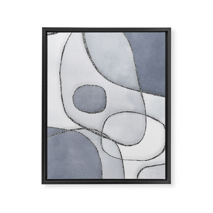 Abstract Line Work Blue Grey Framed Canvas Print Gallery Image 1