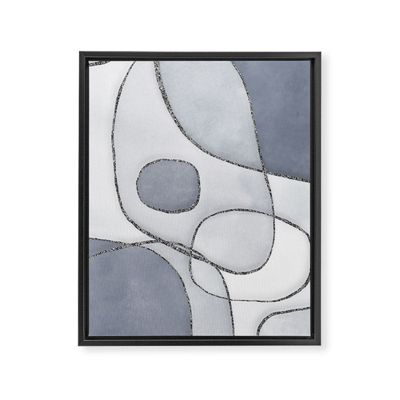 Abstract Line Work Blue Grey Framed Canvas Print Gallery Image 6