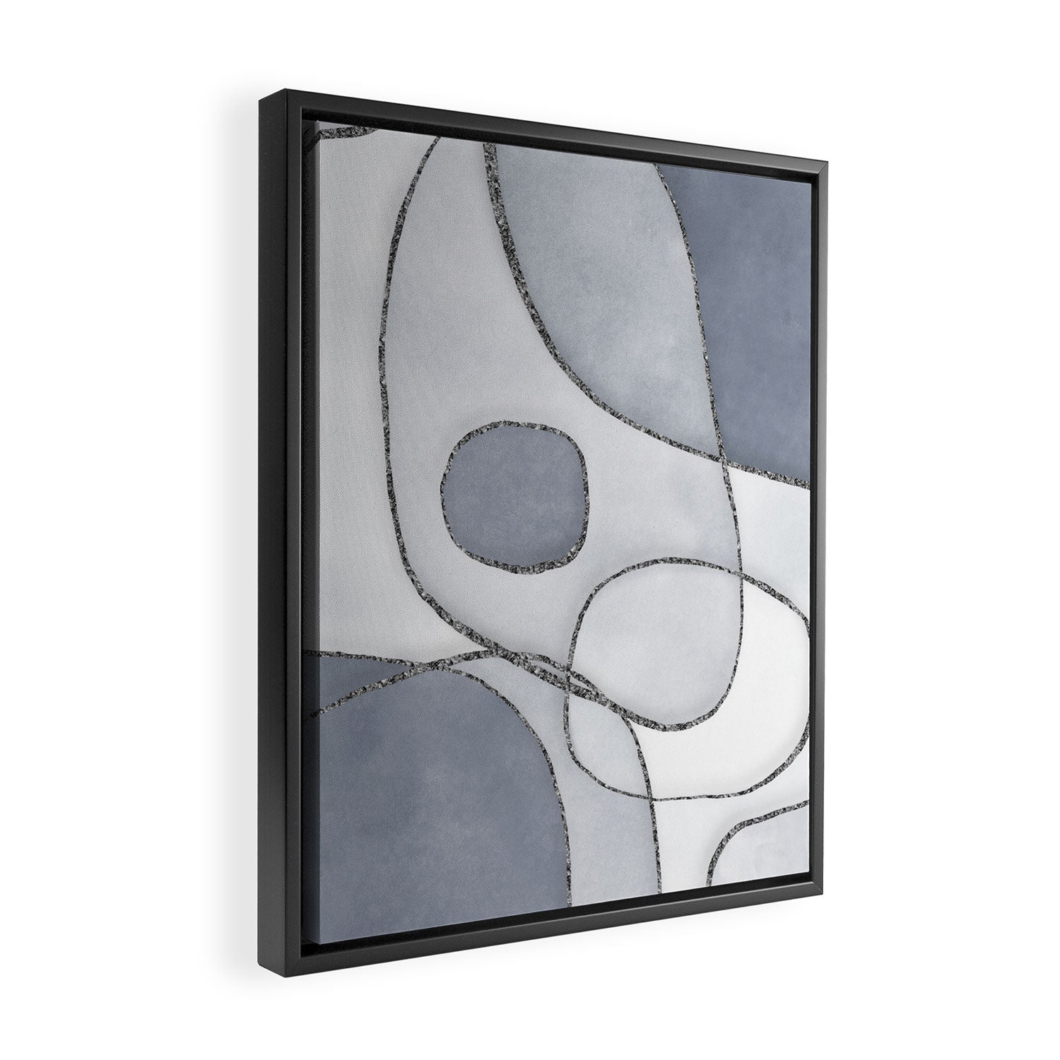 Abstract Line Work Blue Grey Framed Canvas Print Gallery Image 2