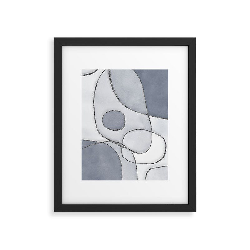 Abstract Line Work Blue Grey Framed Art Print Gallery Image 5