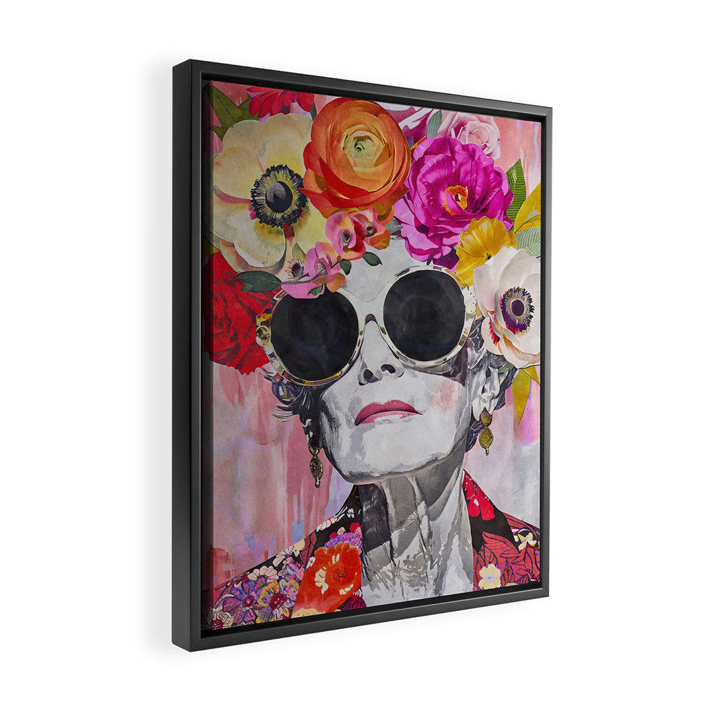 Ageless Glamour And Grace Unbound Female Portrait With Flowers Framed Canvas Print Gallery Image 2