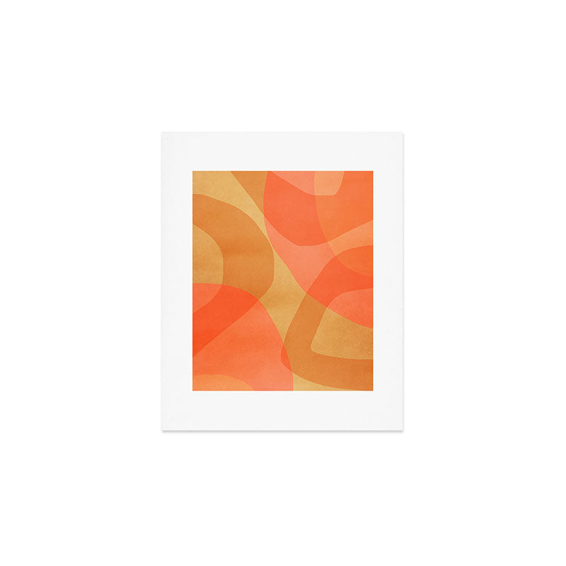 Amber Orange Abstract Flow Mid Century Layered Shapes Art Print Gallery Image 1