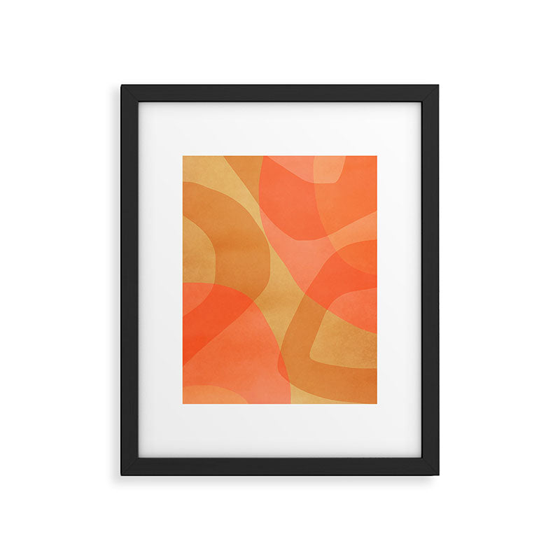 Amber Orange Abstract Flow Mid Century Layered Shapes Framed Art Print Gallery Image 5