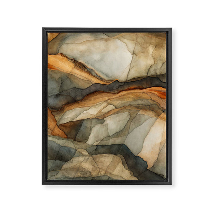 Amber Stone Drift Abstract Landscape Framed Canvas Print Gallery Image 1
