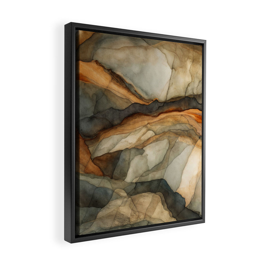 Amber Stone Drift Abstract Landscape Framed Canvas Print Gallery Image 2