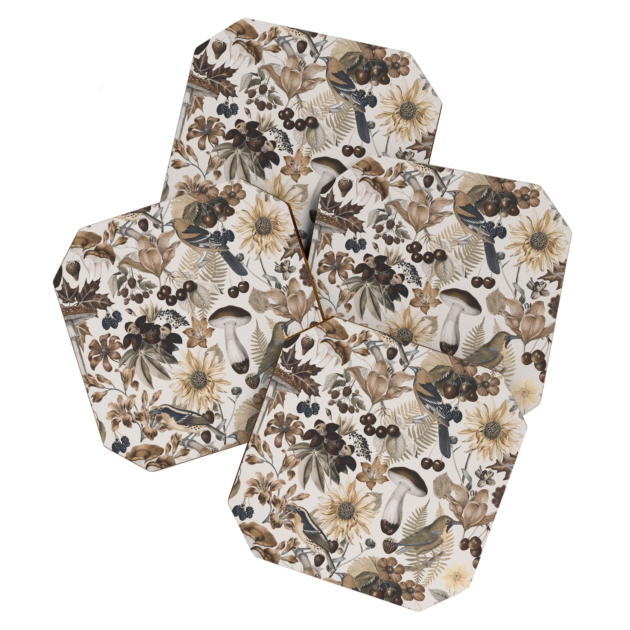 Autumn Garden With Birds In Warm Fall Colors Coaster Gallery Image 1