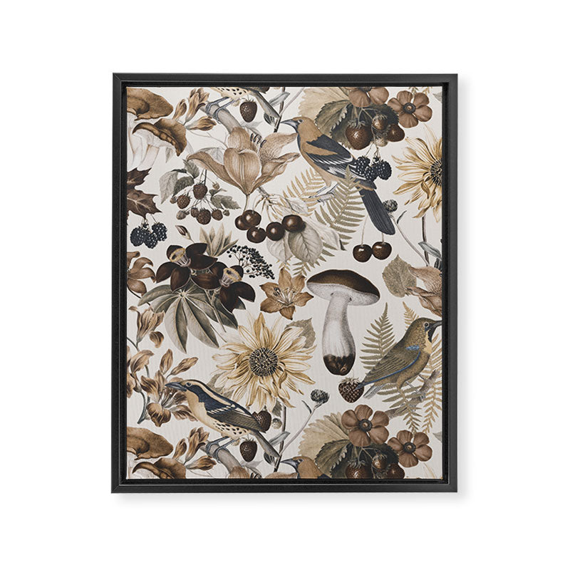 Autumn Garden With Birds In Warm Fall Colors Framed Canvas Print Gallery Image 6