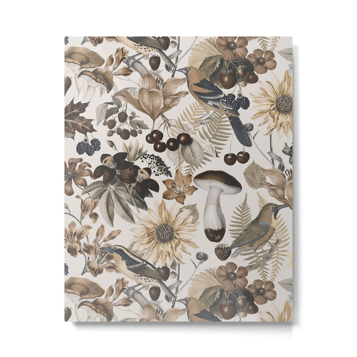 Autumn Garden With Birds In Warm Fall Colors Metal Print Gallery Image 1