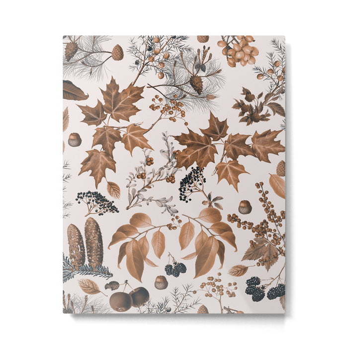 Autumn Mood Vintage Botanical Pattern Brown Metal Print Gallery Image 1