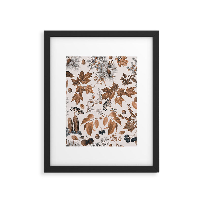 Autumn Mood Vintage Botanical Pattern Brown Framed Art Print Gallery Image 5
