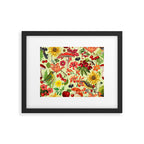 Autumns Delight Botanical Pattern With Birds On Green Framed Art Print Gallery Image 5