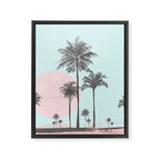 Beachfront palm tree soft pastel sunset graphic Framed Canvas Print Gallery Image 8